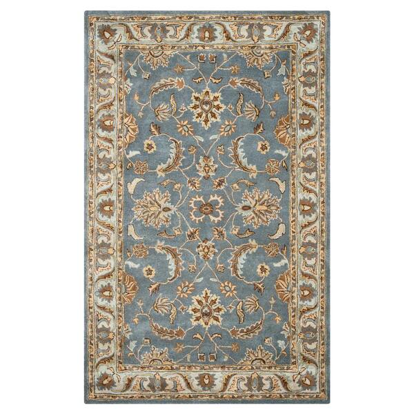 Unbranded Sareena Blue 5 ft. x 8 ft. Floral Wool Area Rug