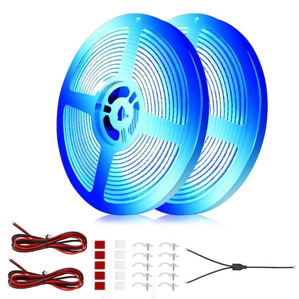 32.8FT RV Exterior Strip Lights IP68 Waterproof COB LED Awning Lights for Motorhome Travel Trailer Canopy Blue