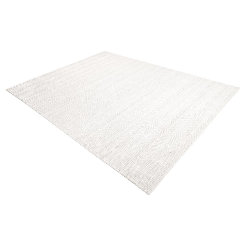 Handmade Ivory Wool and Viscose 9' x 12' Area Rug