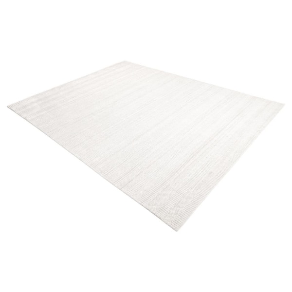 Sanam Contemporary Solid Ivory 9 ft. x 12 ft. Hand Loomed Area Rug