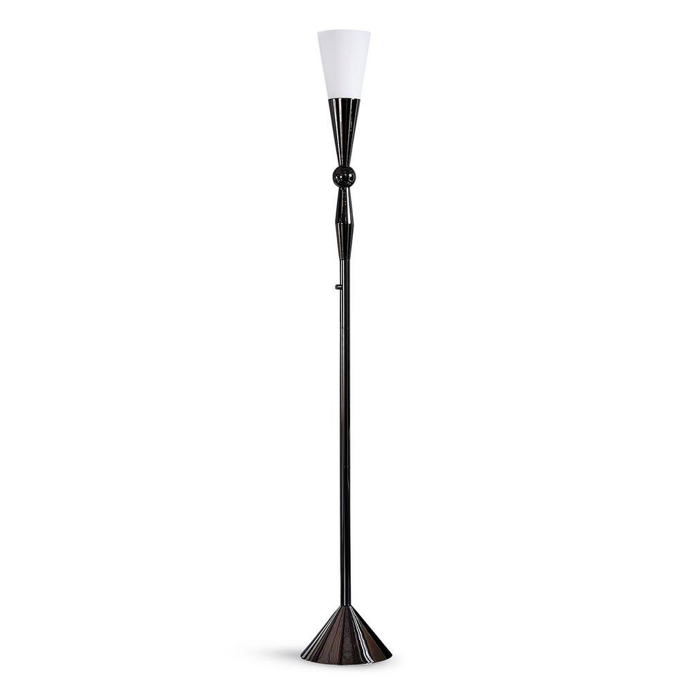 Dione 71 in. Dimmable LED Chrome Black Metal Torchiere Floor Lamp with LED Bulb price history on PriceWatchPro