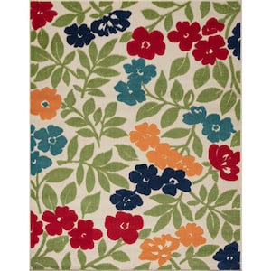 Oasis Floral Multi-Color 8 ft. x 10 ft. Indoor/Outdoor Area Rug