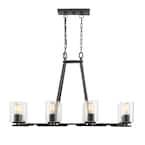 Monroe 8-Light Black with Clear Glass Linear Pendant