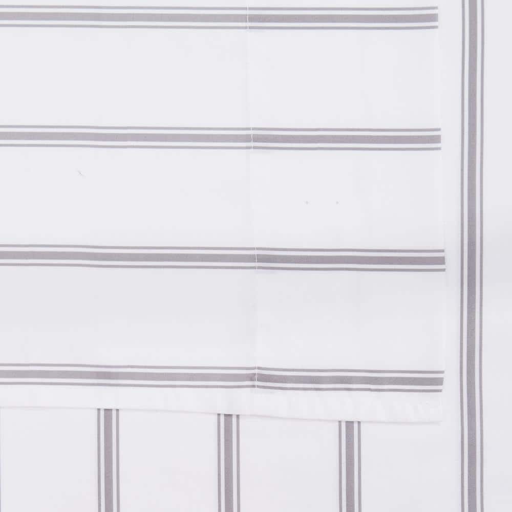 White and Grey Ticking Stripe Full Microfiber Sheet Set