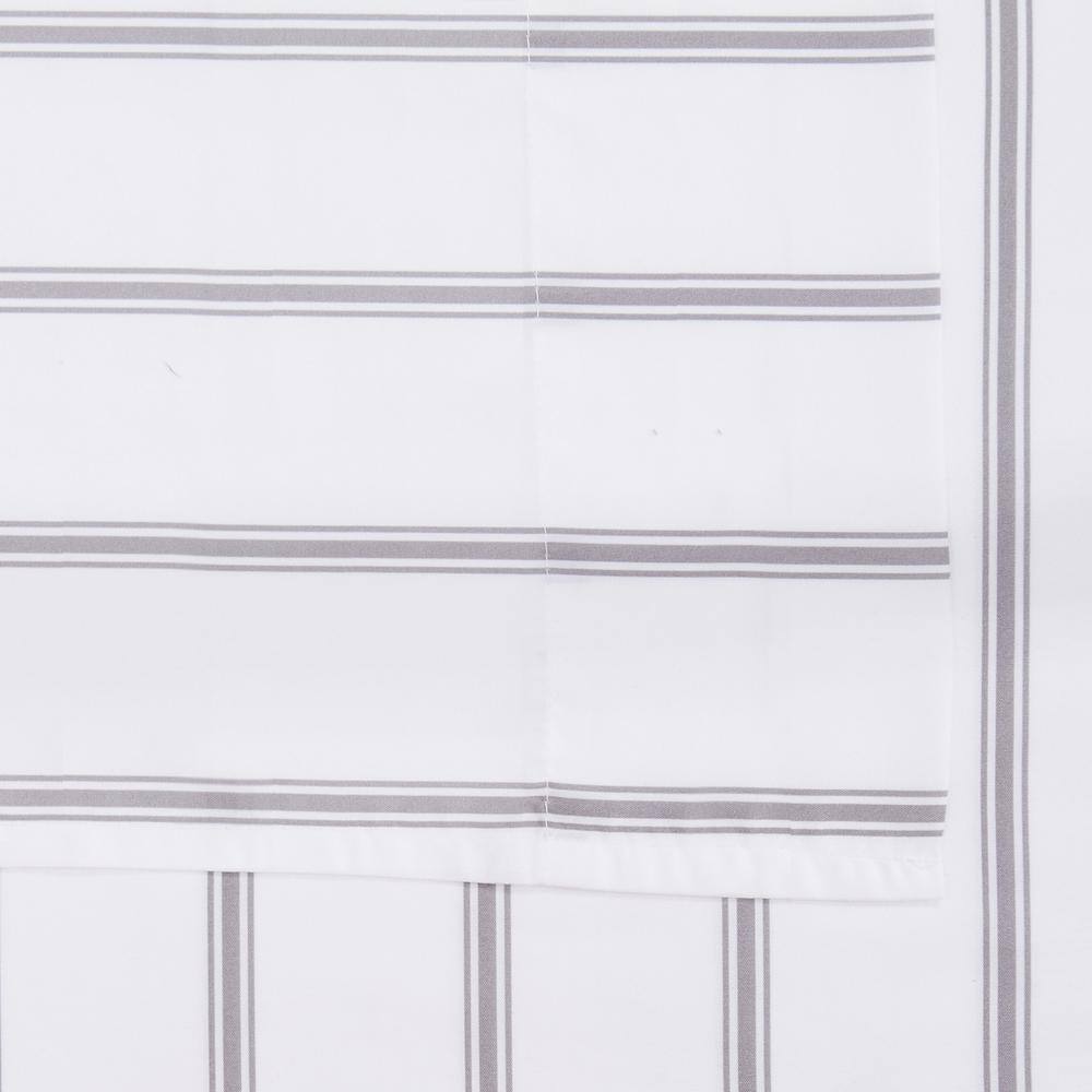 White and Grey Ticking Stripe Full Microfiber Sheet Set