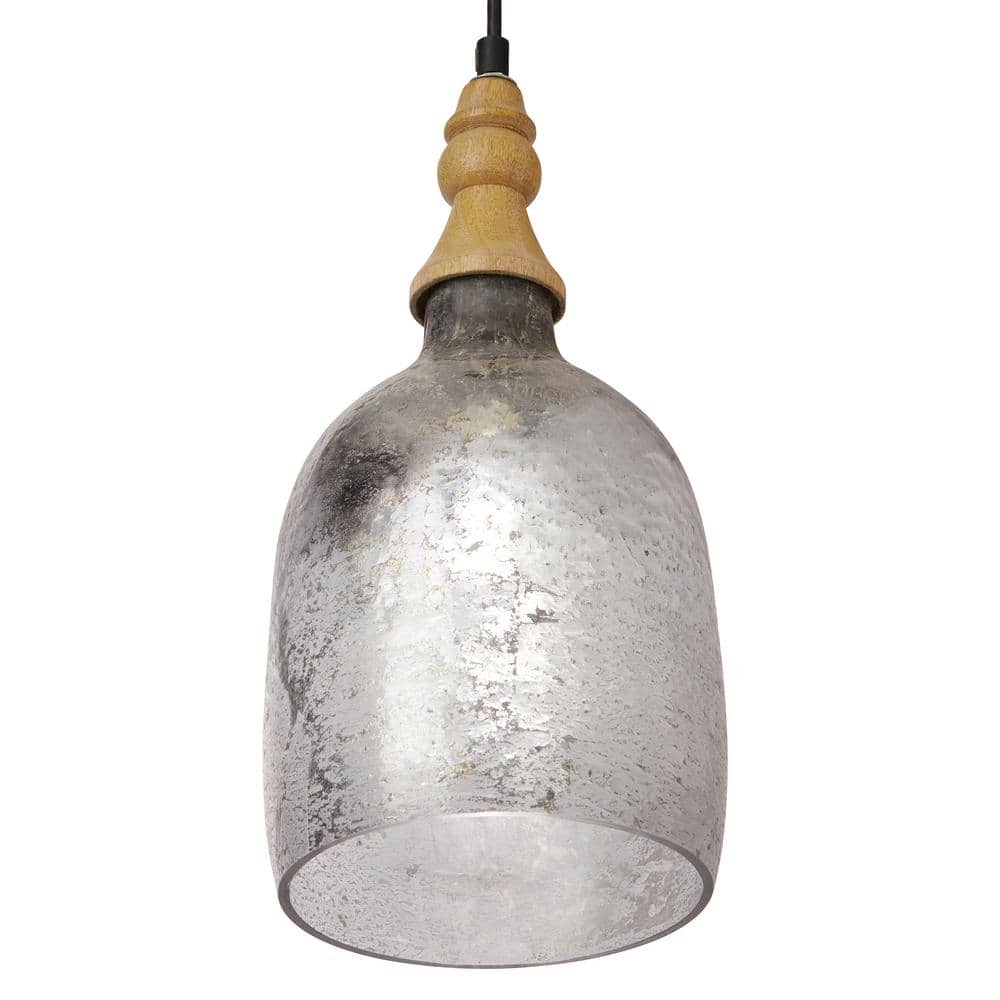 Coralie 19'' Etched Silver Glass Bell-Shaped Pendant Lamp