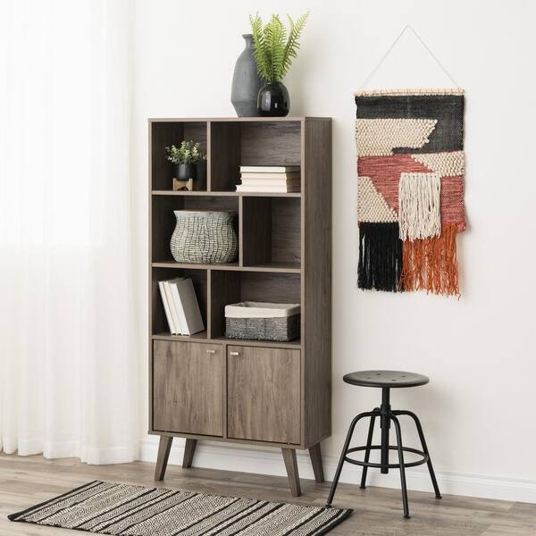 Milo 62.25 in. Tall Drifted Gray 6 Shelf Engineered Wood Mid