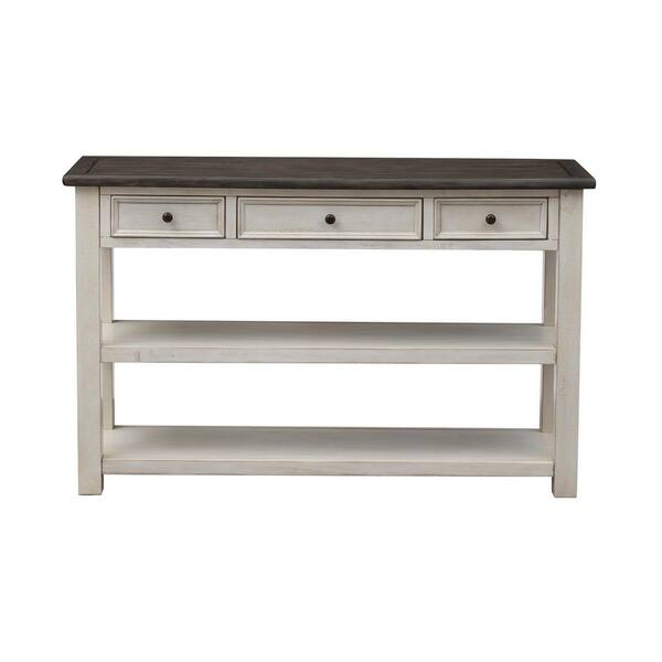 Coast to Coast Accents St. Claire 48 in. White/Black Standard Rectangle Wood Console Table with Drawers