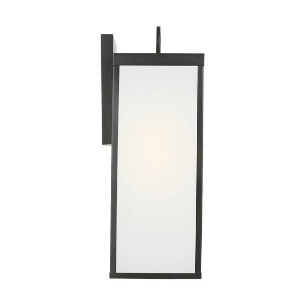 SCOTT LIVING - Howell 16.25 in. Antique Bronze Outdoor Hardwired Wall Lantern Sconce with White/Clear Glass Panels and No Bulb Included