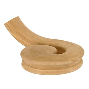 Stair Parts 7530 Unfinished White Oak Left-Hand Volute with Up-Easing Handrail Fitting