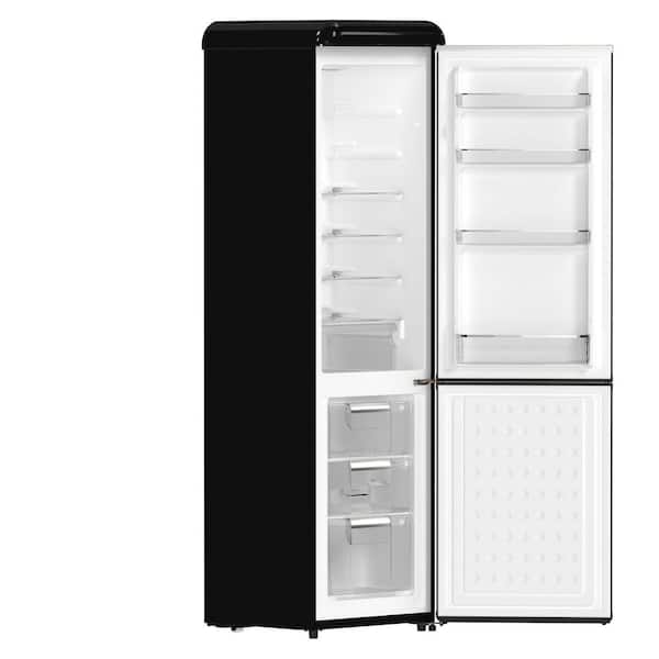 Forno Storico 22 in. Retro Bottom Freezer Fridge in Black, 9 cu