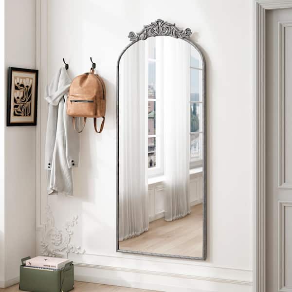Antique Silver 24 in W x 58 in. H Classic Arched Iron and