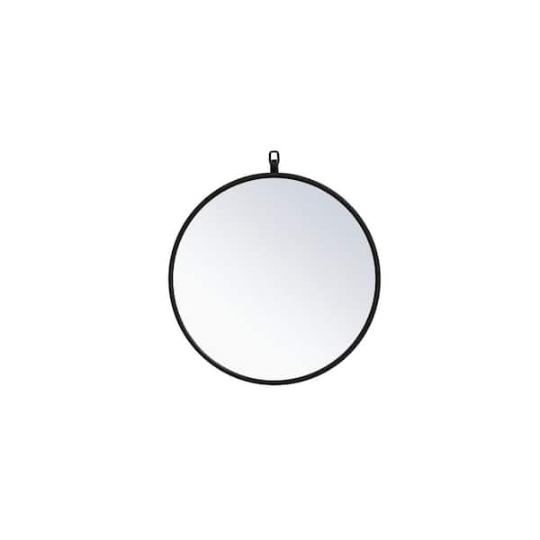 Unbranded Timeless Home 18 in. W x 18 in. H x Midcentury Modern Metal Framed Round Black Mirror