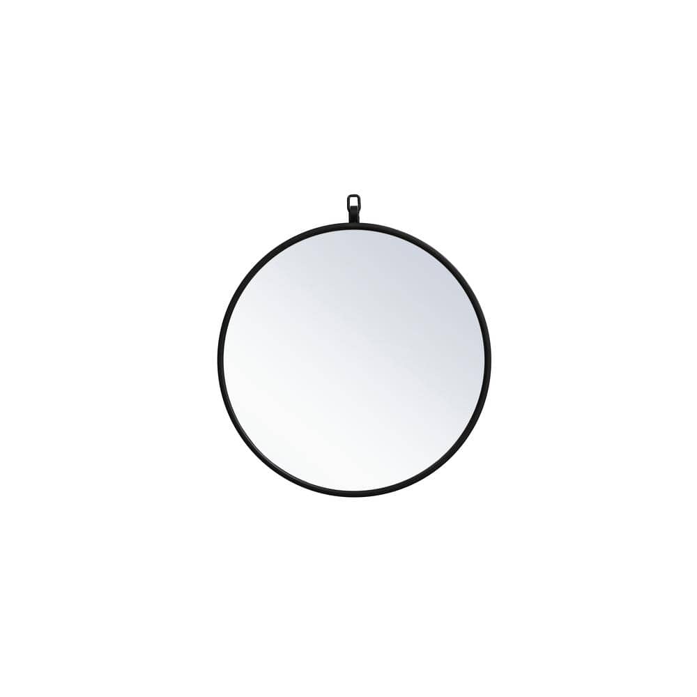 Small Round Black Modern Mirror (18 in. H x 18 in. W)