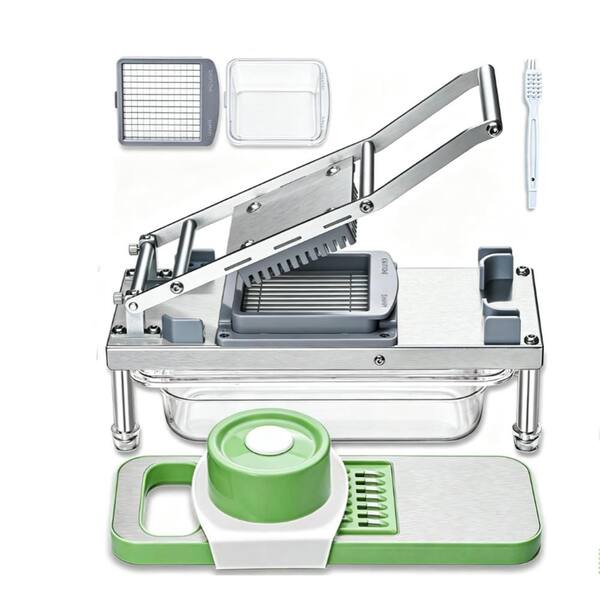 All-in-1 Stainless Steel 8-Blade Mandoline Slicer and Cheese Grater Vegetable Chopper