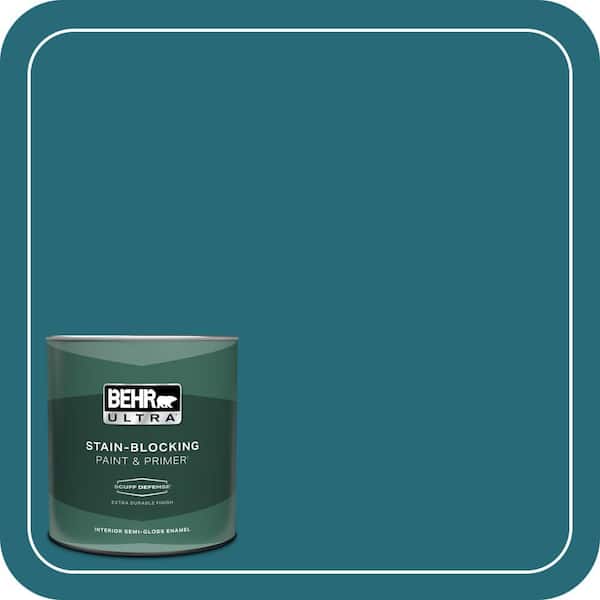 BEHR ULTRA 1 qt. #M470-7 Blue Stream Extra Durable Semi-Gloss Enamel Interior Paint & Primer