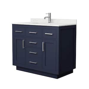 Beckett TK 42 in. W x 22 in. D x 35 in. H Single Bath Vanity in Dark Blue with Giotto Quartz Top