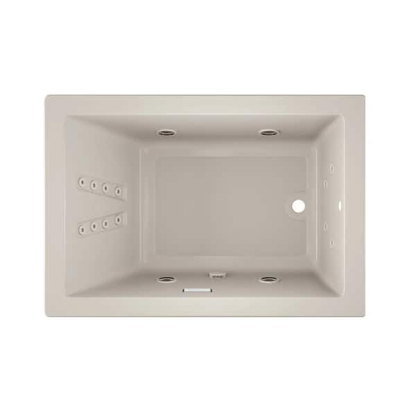 JACUZZI SOLNA 60 in. x 42 in. Rectangular Whirlpool Bathtub with Right Drain in Oyster