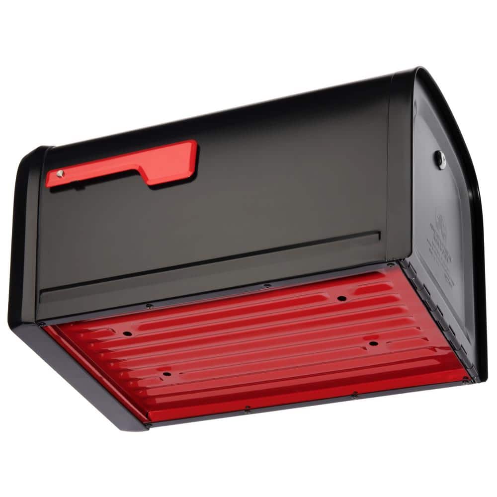 Large Black Steel Post Mount Locking Mailbox