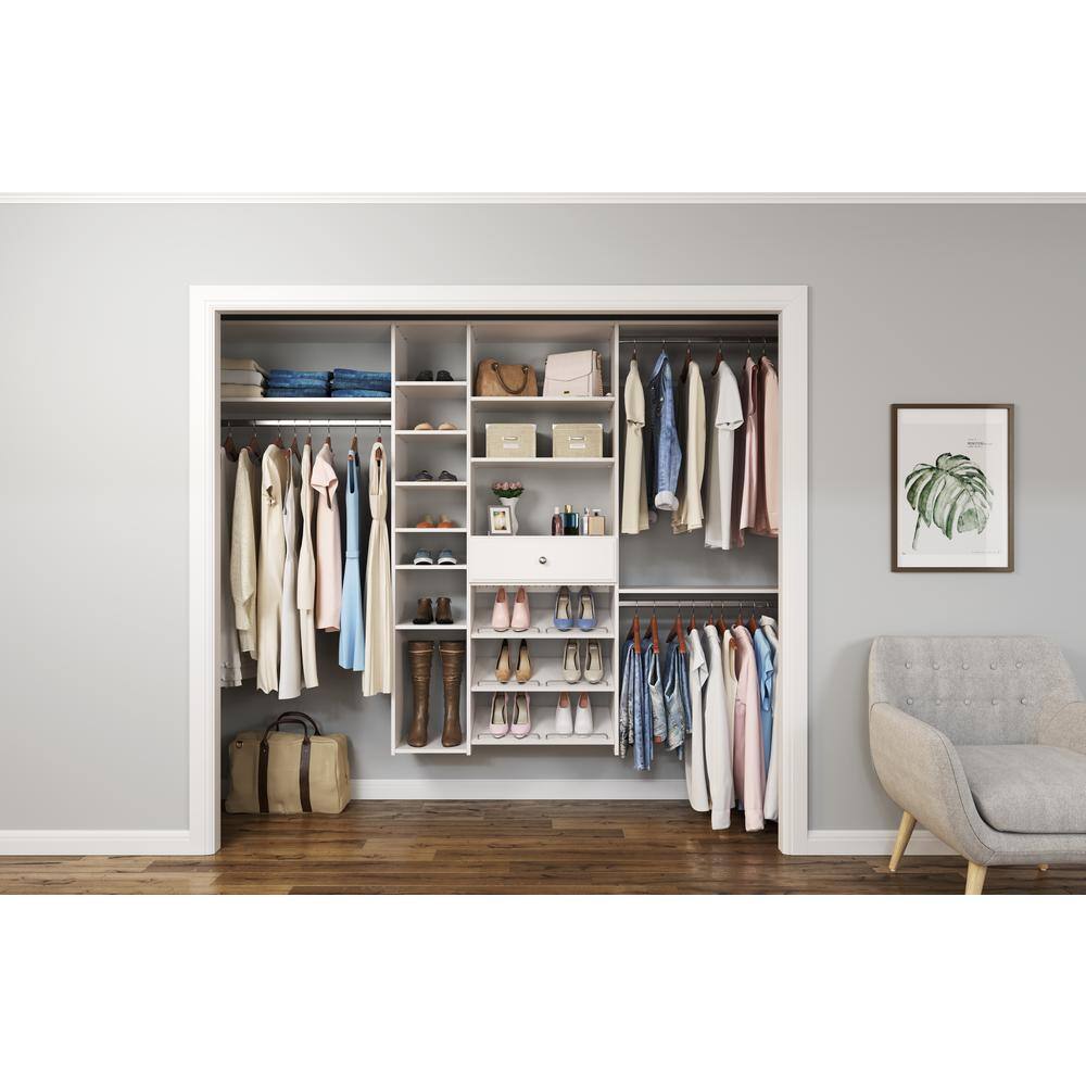 Closet Evolution 84 in. W - 108 in. W White Wood Closet System WH33 ...