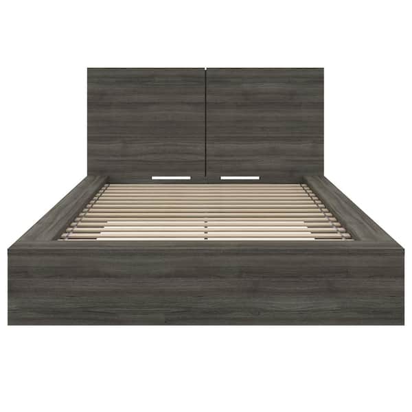 Nexera James Bark Gray Oak Frame Full Size Platform Bed with