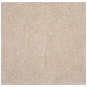 Luxe Shag Bone 6 ft. x 6 ft. Square Solid Area Rug