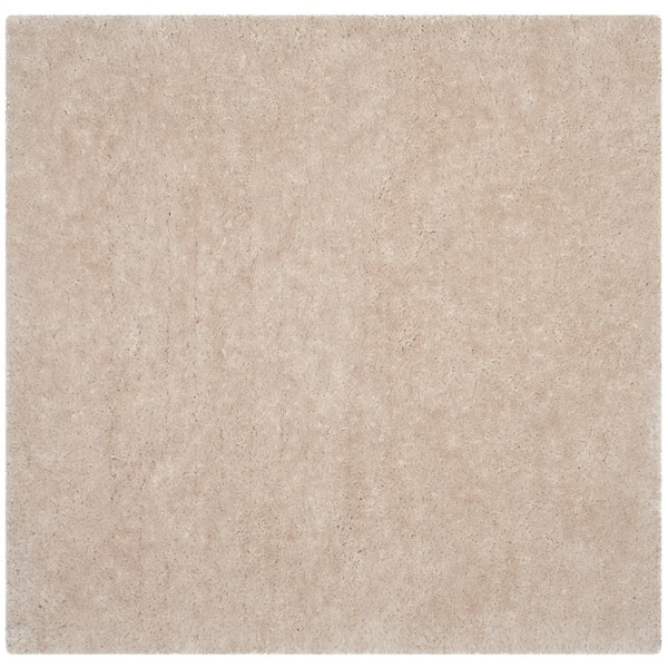 SAFAVIEH Luxe Shag Bone 6 ft. x 6 ft. Square Solid Area Rug