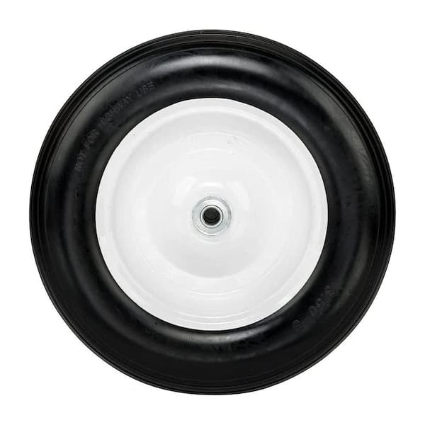 Ogracwheel 3.50-8 Flat Free 14.5 in. Universal Wheelbarrow Wheel for Garden Cart Tow Trailer, 3/4 and 5/8-Axle, 3 in. Center Hub