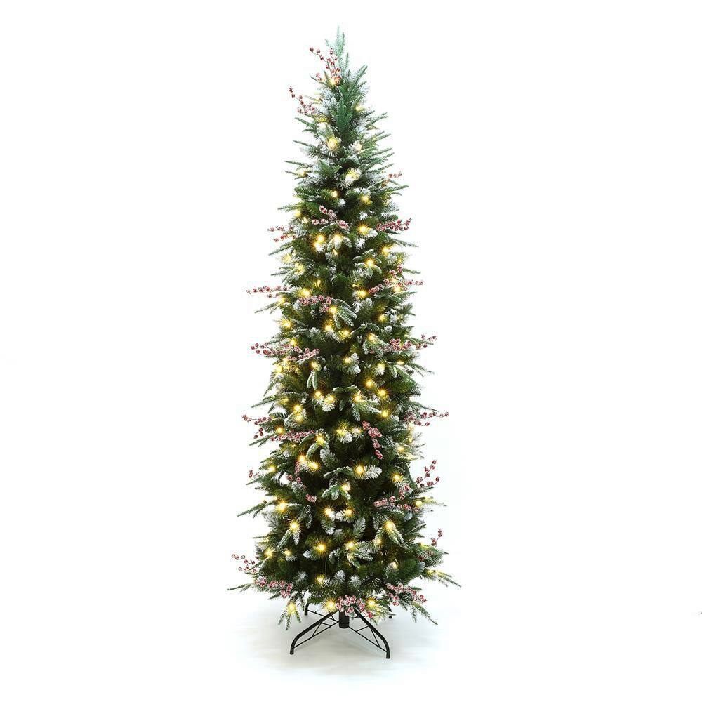 7.5 ft. PreLit Pencil Artificial Christmas Tree with Frosted Tips and Red Berries price history on PriceWatchPro