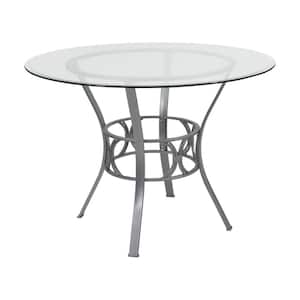 Clear Top/Silver Frame Dining Table