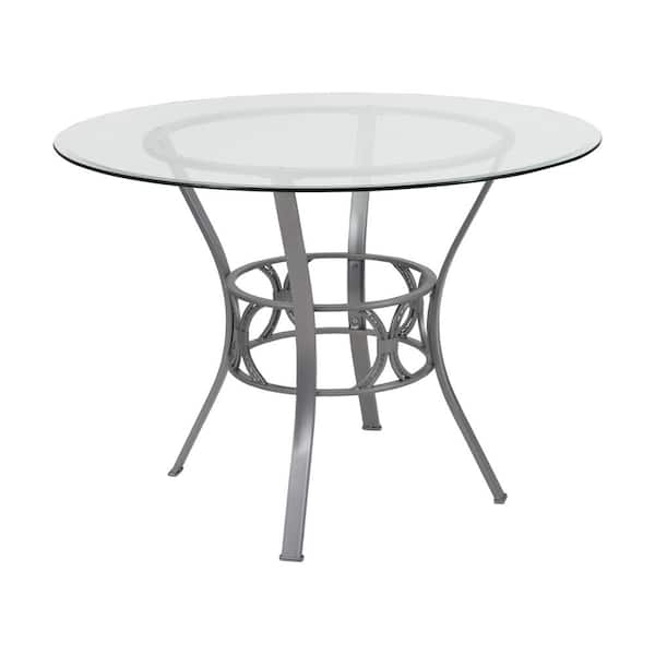 Carnegy Avenue Clear Top/Silver Frame Dining Table