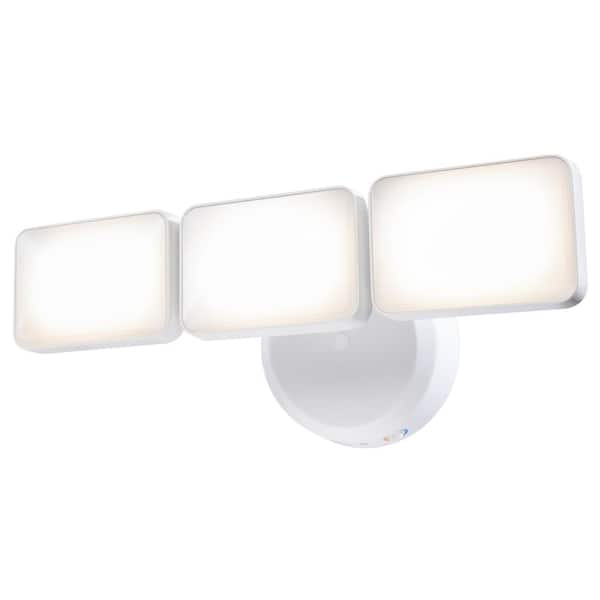Heath Zenith Integrated LED Dusk to Dawn White Triple Head Outdoor Flood Light with Adjustable Color Temperature