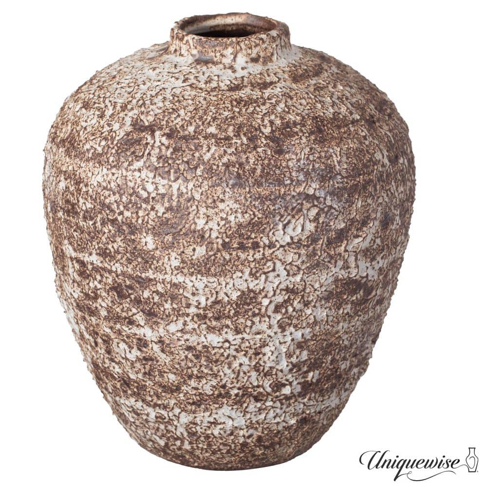 Textured Vintage Inspired Ceramic 6 in. Vase-Perfect for Displaying Faux Flowers and Branches, Brown, Small price history on PriceWatchPro