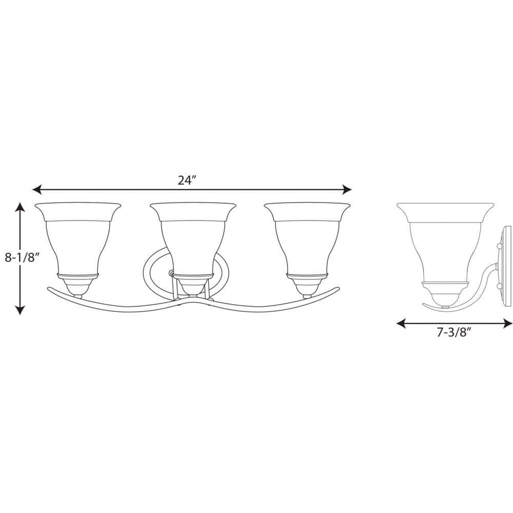 Trinity Brushed Nickel 3-Light Vanity Fixture with Etched Glass Shades