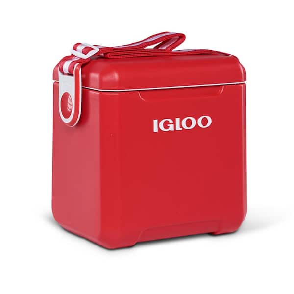 IGLOO Tagalong 11 Quart Insulated Ice Drink Cooler with Body Shoulder Strap, Red