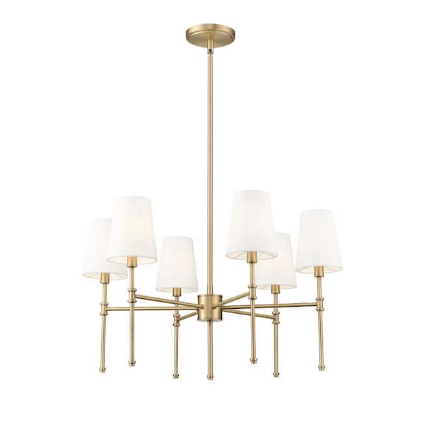 Adorra 6-Light Vintage Brass Chandelier Ceiling Light