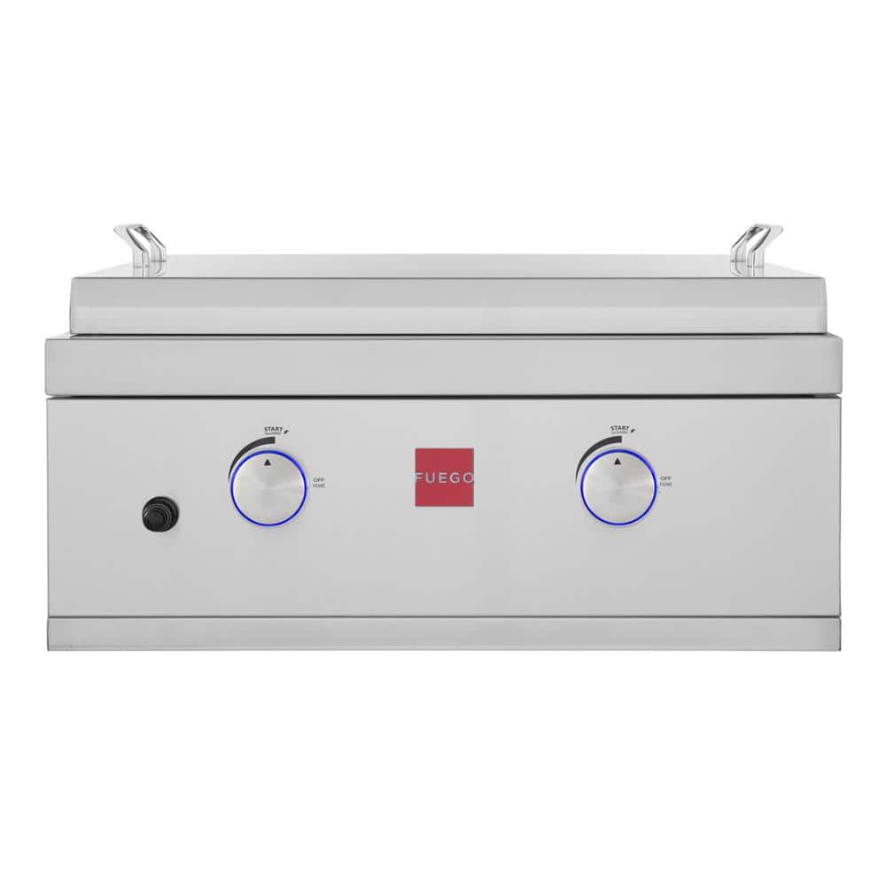 Premium 27 in. 2-Burner Built-In Natural Gas Griddle in 304 Stainless Steel