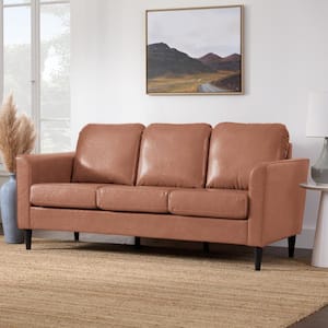 73 in. Flared Arm 3-Seater Removable Cushions Sofa in Camel