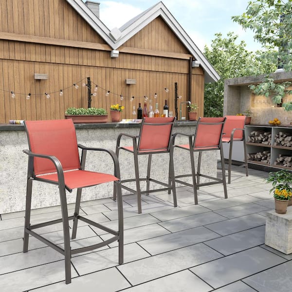 Crestlive Products Aluminum Outdoor Bar Stool in Orange (4-Pack)