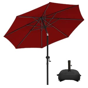 9 ft. Aluminum Patio Umbrella Market Umbrella, Fade Resistant and Base Included in Burgundy