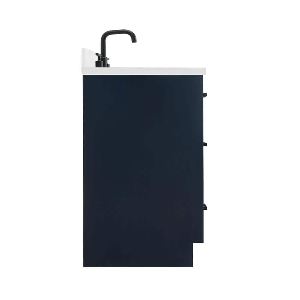 Midnight Blue 66" Freestanding Single Vanity with Carrara Quartz Top