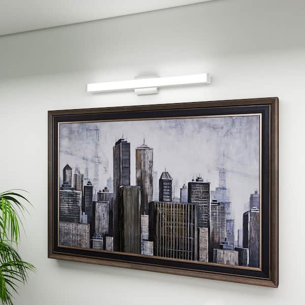 33 in. 1-Light Brushed Nickel LED Vanity Light, Bathroom Wall Light with White Acrylic Shade for Mirror, Dressing Room