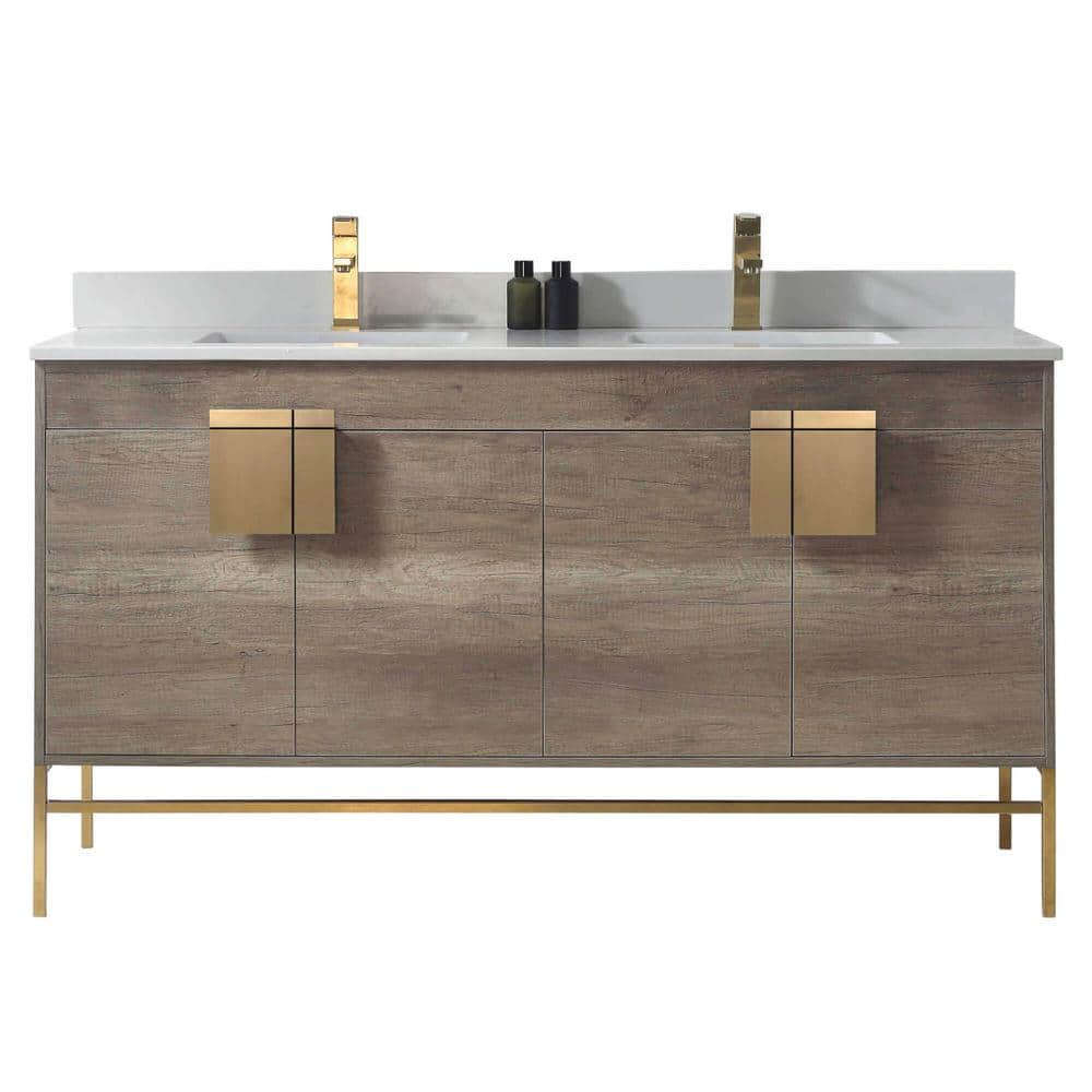 60 in. W x 20.47 in. D x 33.5 in. H Bath Vanity in Shadow Gray with White Phoenix Stone Vanity Top price history on PriceWatchPro