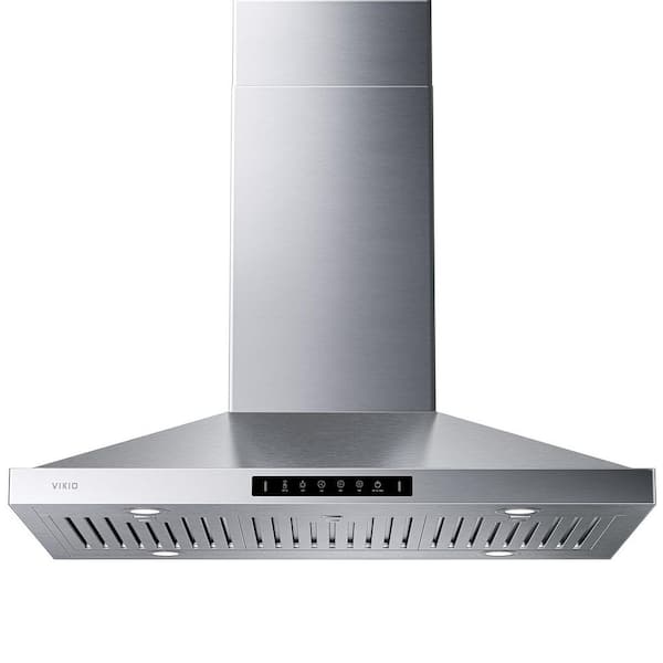 36 in. 400 CFM Convertible Quiet Island Range Hood Beverage in Stainless Steel w/ 4-LED Lights, Permanent Baffle Filters