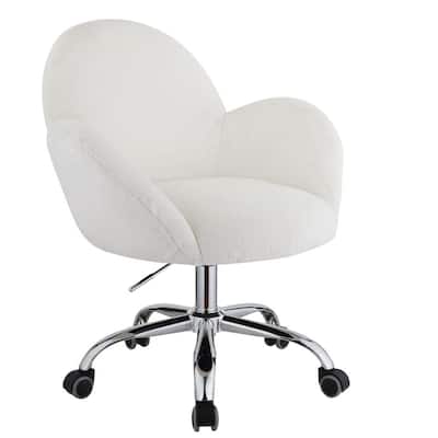 White Fabric Office Chair with Arms