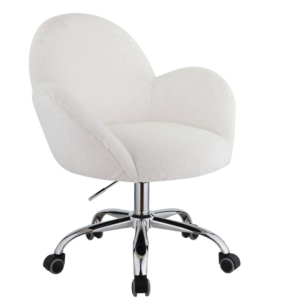 Wateday White Fabric Office Chair with Arms YJ-YUKI9595100 - The Home Depot