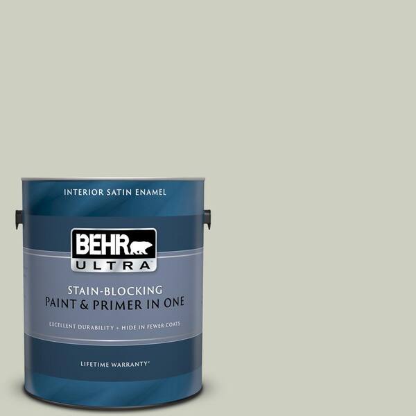 BEHR ULTRA 1 gal. #UL210-11 Sliced Cucumber Satin Enamel Interior Paint and Primer in One