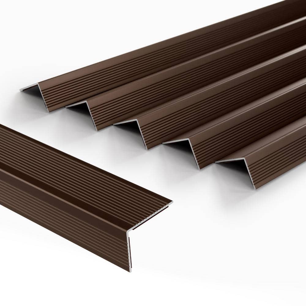 Matte Brown 36 in. Aluminum Peel and Stick Stair Nosing Edge Cover Anti-Slip Strip Staircase Step Treads 5-Piece/Case price history on PriceWatchPro