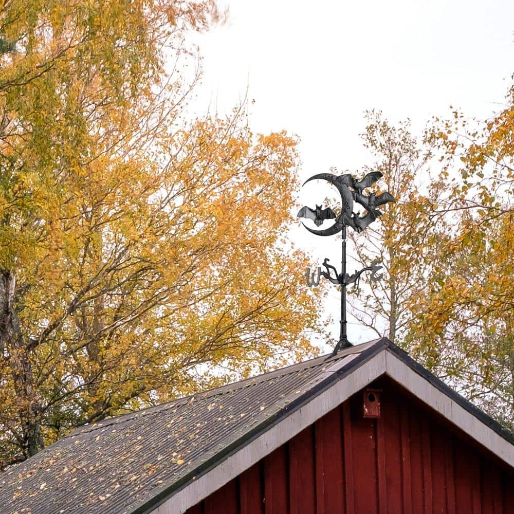 Black Aluminum Halloween Bat Rooftop Weathervane