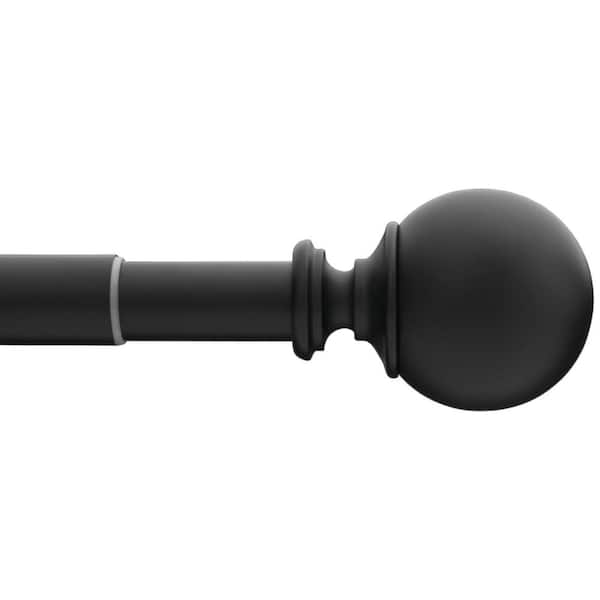 Home Decorators Collection 72 in. - 144 in. Telescoping 1 in. Single Curtain Rod Kit in Matte Black with Ball Finial